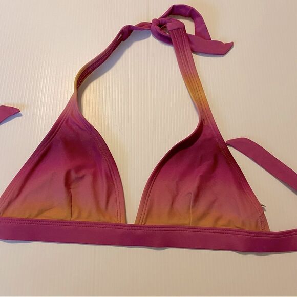 Patagonia sunset hot pink coral Swim bathing suit bikini triangle bra top-M - Picture 1 of 5